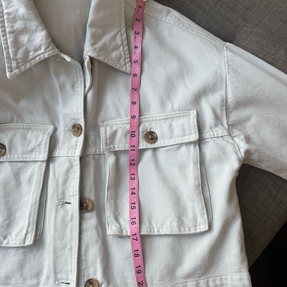 Zara Womens Solid Light Blue Crop Button Down Long Sleeve Jean Denim Jacket L - Picture 12 of 12